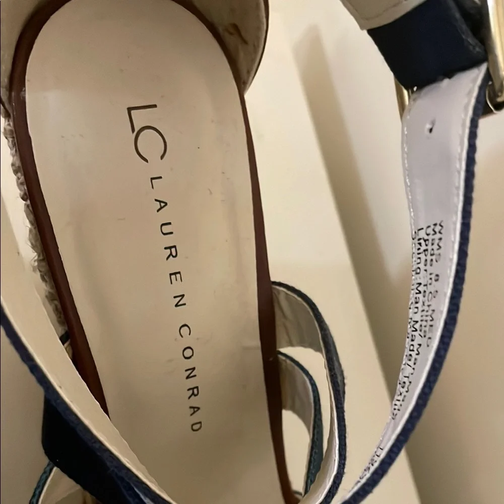 LC Lauren Conrad Blue and Green Wedge Sandals - Picture 2 of 4